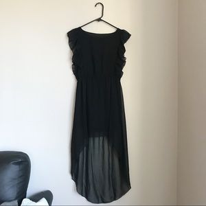 Black chiffon high low dress